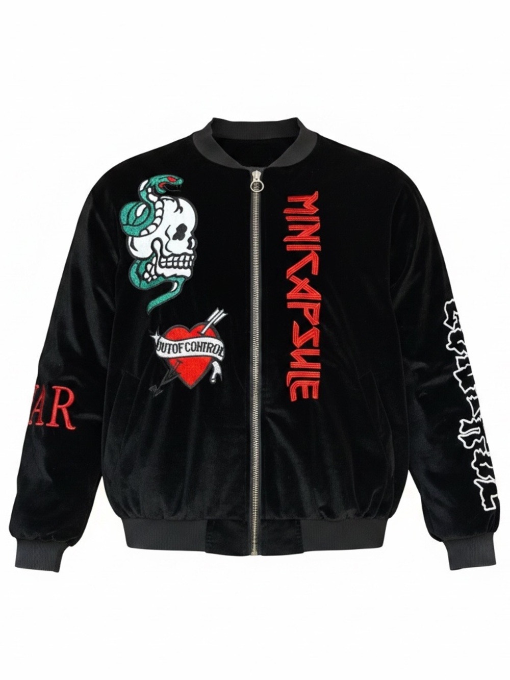 Velvet Mini Capsule Bomber Jacket BTS no tags Snake and Skull Heart Control War